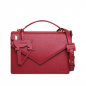 Preview: Handle Bag with shoulder strap made of calfskin wine red